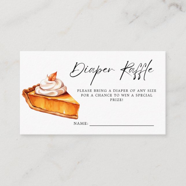 Tarjeta De Recepción Cutie Pie Calabaza Cae Baby Shower Diaper Raffle (Anverso)