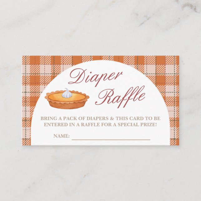 Tarjeta De Recepción Cutie Pie Fall Baby Shower Diaper Raffle Card (Anverso)