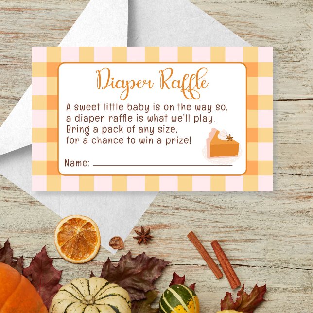 Tarjeta De Recepción Cutie Pie Gingham Fall Baby Shower Diaper Raffle (Cutie Pie Gingham Fall Baby Shower Diaper Raffle Enclosure Card)