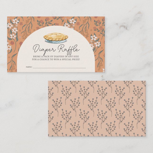 Tarjeta De Recepción Cutie Pie Naranja Floral Baby Diaper Raffle Ticket (Anverso / Reverso)