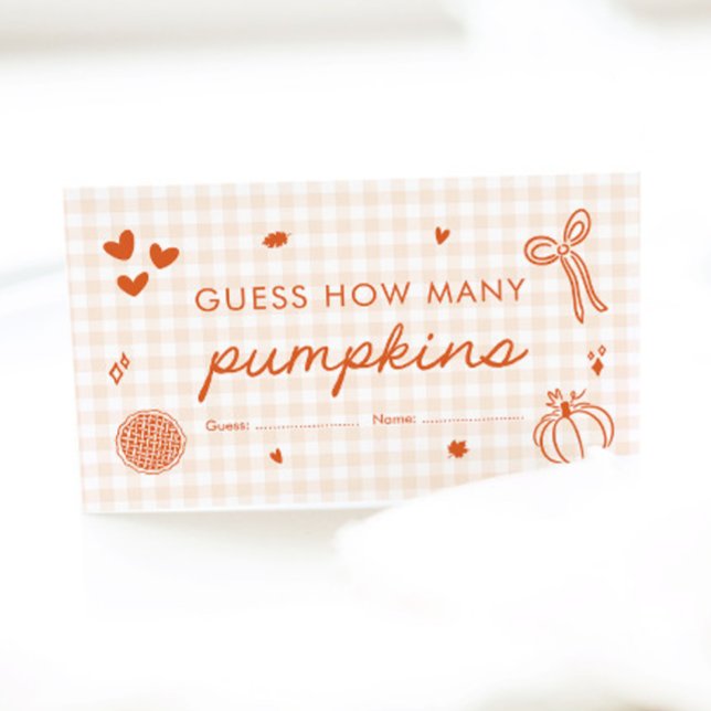 Tarjeta De Recepción Cutie Pitie Pie de otoño para adivinar cuántas cal (Hand Drawn Cute Fall Cutie Pie Guess How Many Pumpkins Game)