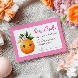 Tarjeta De Recepción Cutie Watercolor Citrus Pink Diaper Raffle