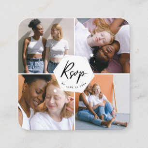 Tarjeta De Recepción Cuto 4 Collages de fotos LGBTQ Pareja gay RSVP Cód