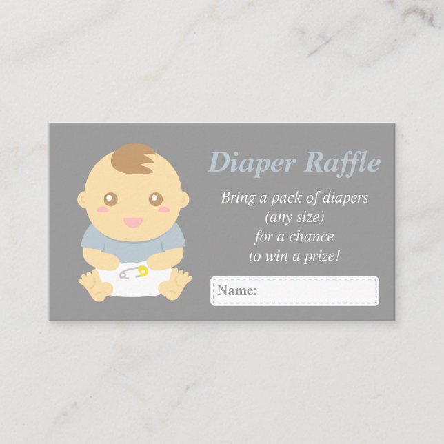 Tarjeta De Recepción Cuto bebé niño ducha Diapé gris Raffles Entradas (Anverso)