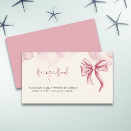 Tarjeta De Recepción Cuto Bring a Book Pink Bow Baby Shower