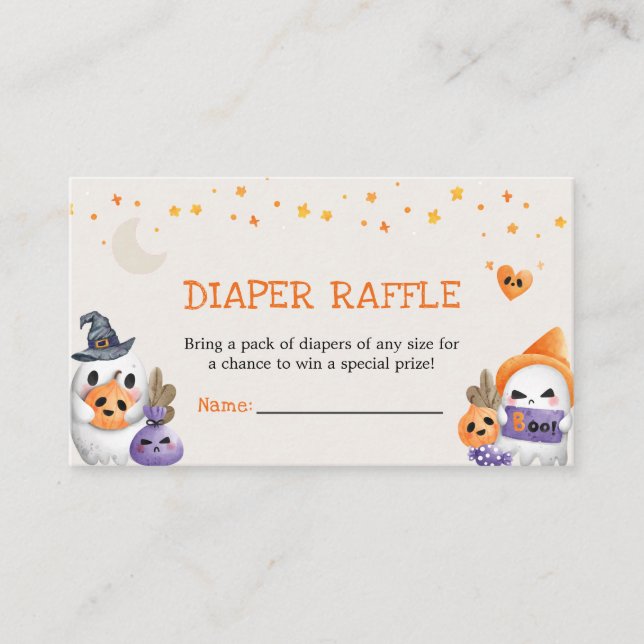Tarjeta De Recepción Cuto pequeño fantasma Diaper Raffle (Anverso)