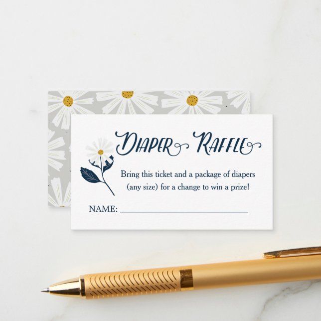 Tarjeta De Recepción Cuto Scandi Daisy Diaper Raffle Ticket Gabinete C (Anverso/Reverso In Situ)