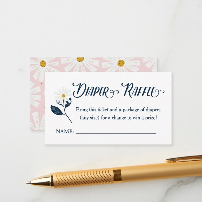 Tarjeta De Recepción Cuto Scandi Daisy Diaper Raffle Ticket Gabinete C (Anverso/Reverso In Situ)