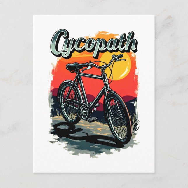 Tarjeta De Recepción Cycopath: diseño de bicicleta de puesta de sol (Anverso)