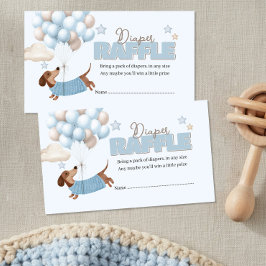 Tarjeta De Recepción Dachshund and Balloons Blue Diaper Raffle