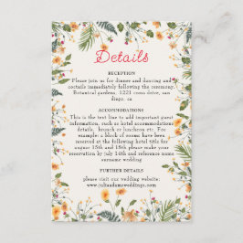 Tarjeta De Recepción Daffodils Botánicos Daisy Peony Flowers Boda