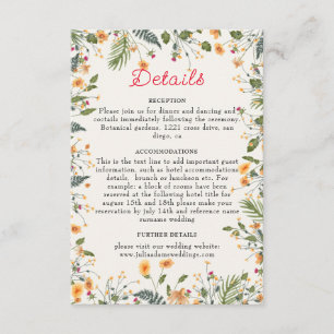 Tarjeta De Recepción Daffodils Botánicos Daisy Peony Flowers Boda