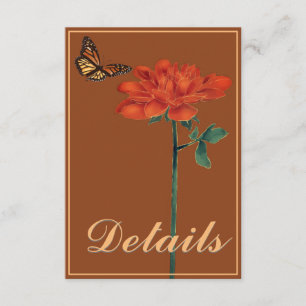 Tarjeta De Recepción Dahlia de Mariposa Monarca Detalles de Terracota