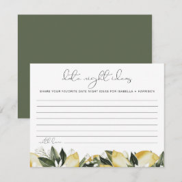 Tarjeta De Recepción DAHLIA Lemon Citrus Date Night Ideas Card Juego