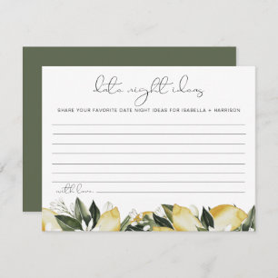 Tarjeta De Recepción DAHLIA Lemon Citrus Date Night Ideas Card Juego
