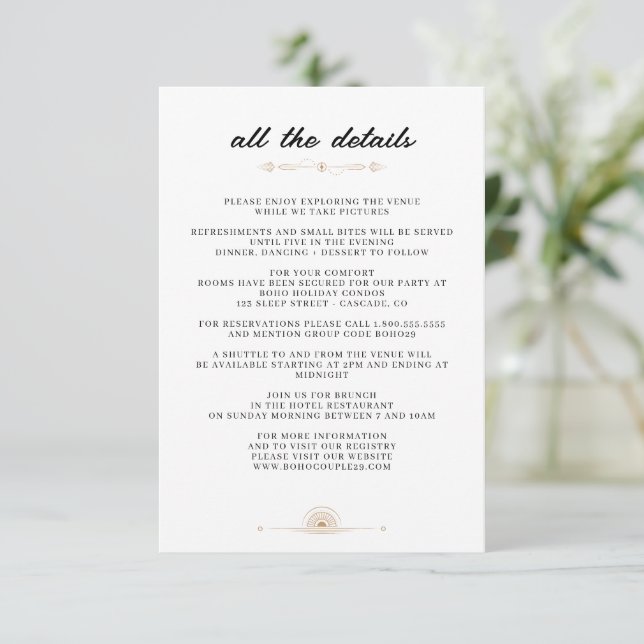 Tarjeta De Recepción Dainty Celestial Boda (Anverso de pie)