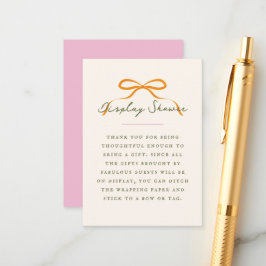 Tarjeta De Recepción Dainty Orange Bow Baby Display Shower