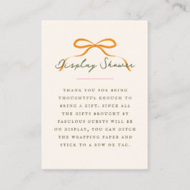 Tarjeta De Recepción Dainty Orange Bow Baby Display Shower