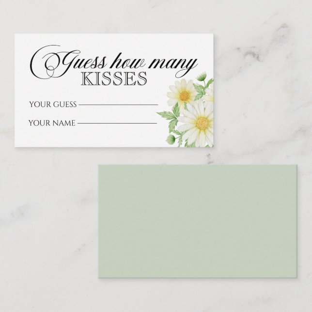 Tarjeta De Recepción Daisy adivina cuántos besos juego de novias (Anverso / Reverso)