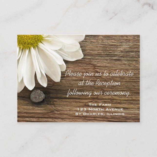 Tarjeta de recepción Daisy and Barn Wood Country W (Anverso)