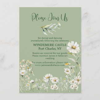 Tarjeta De Recepción Daisy Earthy Sage & Botanical Greenery Wedding