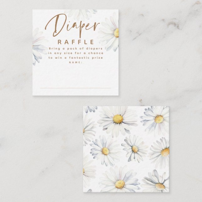 Tarjeta De Recepción Daisy Flower Diaper Raffle Entradas de Baby Shower (Anverso / Reverso)