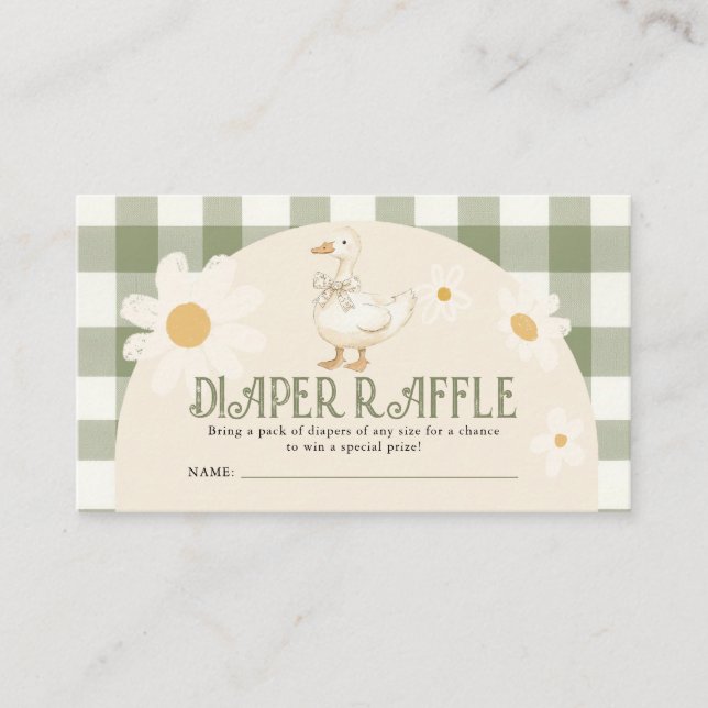 Tarjeta De Recepción Daisy Green Goose Baby Shower Diaper Raffle (Anverso)