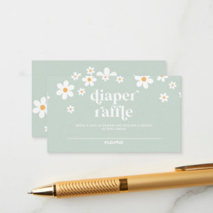 Tarjeta De Recepción Daisy green Retro Baby Shower Diaper Raffle