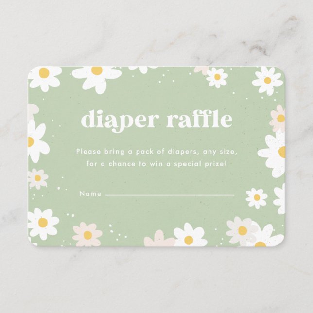 Tarjeta De Recepción Dalias de rifa de pañales verde salvia (Anverso)