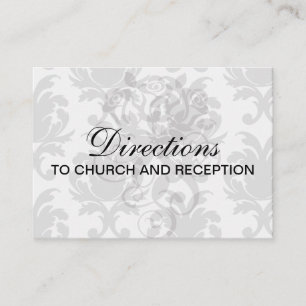 Tarjeta De Recepción damasco barroco blanco gris