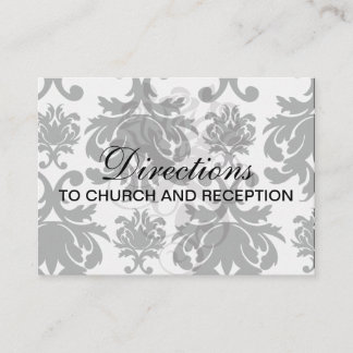 Tarjeta De Recepción damasco blanco negro ornamental