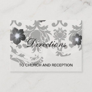 Tarjeta De Recepción damasco blanco negro ornamental