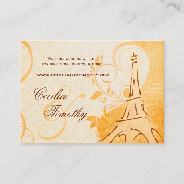 Tarjeta De Recepción Damask Parisienne: Sitio web de Boda de especias c (Anverso)