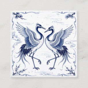 Tarjeta De Recepción Danza de grullas Estilo Imari japonés azul y blanc