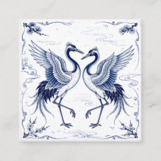Tarjeta De Recepción Danza de grullas Estilo Imari japonés azul y blanc