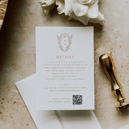 Tarjeta De Recepción DAPHNE Detalles del Boda Botánico Blanco Oro Simpl