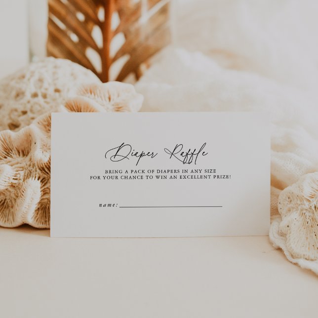 Tarjeta De Recepción DARCY Sencillo negro Baby Shower Diaper Raffle (DARCY Simple Black White Baby Shower Diaper Raffle Enclosure Card)