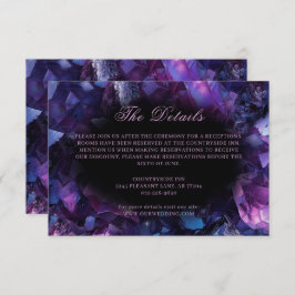 Tarjeta De Recepción Dark Amethyst Boho Crystals Black Boda