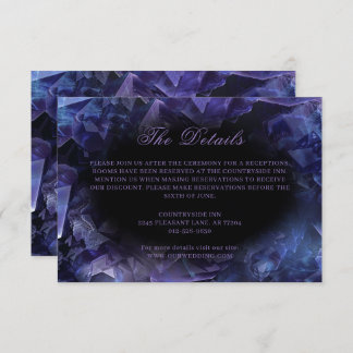 Tarjeta De Recepción Dark Amethyst Boho Crystals Black Boda