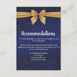 Tarjeta De Recepción Dark Blue Gold Bow