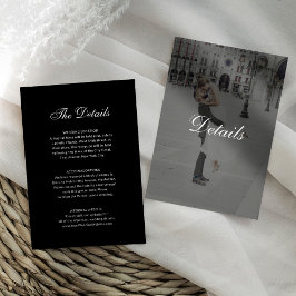 Tarjeta De Recepción Dark Classic Photo Overlay | Black Wedding Details