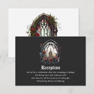 Tarjeta De Recepción Dark Fantasy Castle Window Gothic Boda