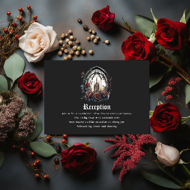 Tarjeta De Recepción Dark Fantasy Castle Window Gothic Boda