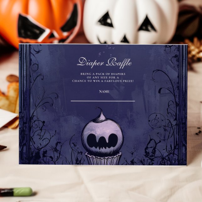 Tarjeta De Recepción Dark Gothic Purple Halloween Diapper Raffle (Subido por el creador)