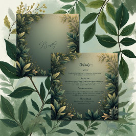 Tarjeta De Recepción dark green elegant nature wedding