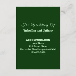 Tarjeta De Recepción Dark Green Wedding Accommodation Portrait