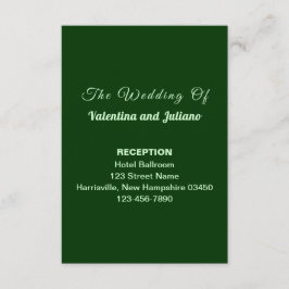 Tarjeta De Recepción Dark Green Wedding Reception Portrait