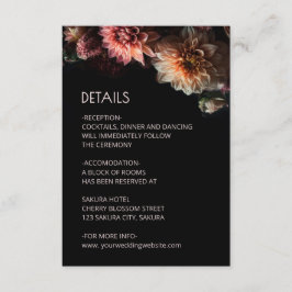 Tarjeta De Recepción Dark Moody Chrysanthemum Flowers