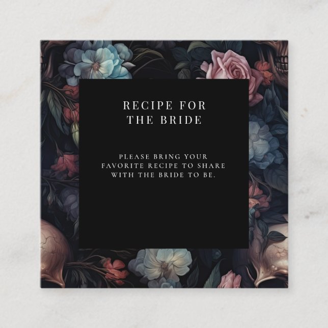 Tarjeta De Recepción Dark Moody Floral Gothic Bridal Shower (Anverso)