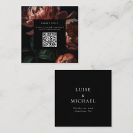 Tarjeta De Recepción Dark Moody Florals Wedding RSVP Código QR